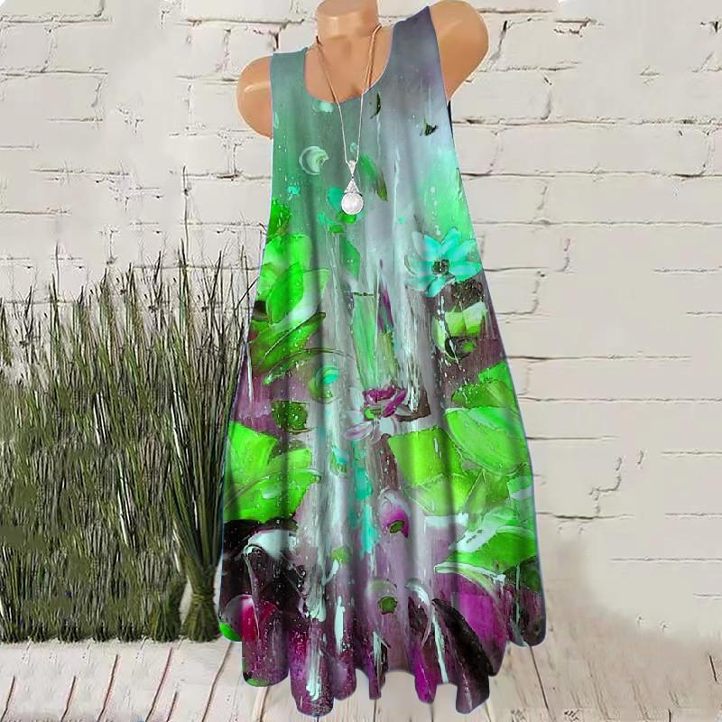 

Hand-Painted 3D Print Women Fashion Mini Dresses Sleeveless Summer Loose Casual Short Dress Oversized Round-Neck Female Dress 6XL