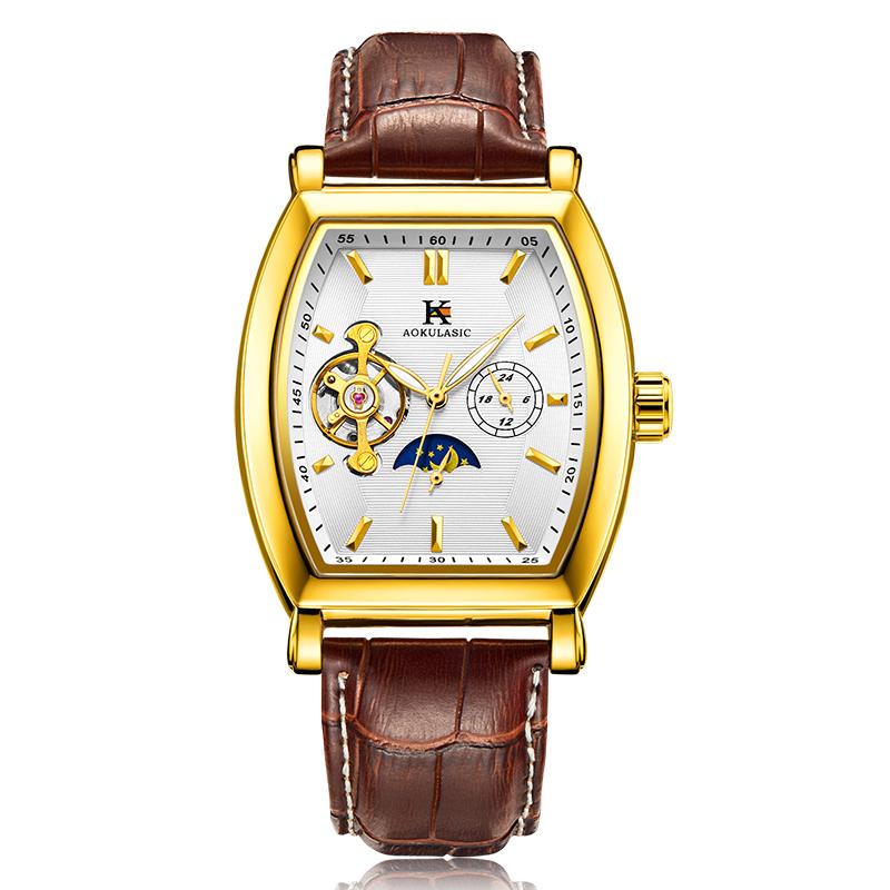 Men`s Wrist Watches Tonneau Mechanical Watch