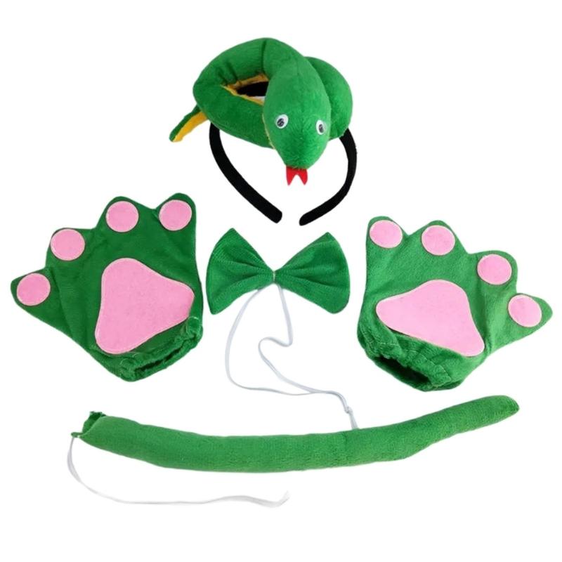 Halloween Schlangen-Haarreif Schwanz Handschuh und Fliege