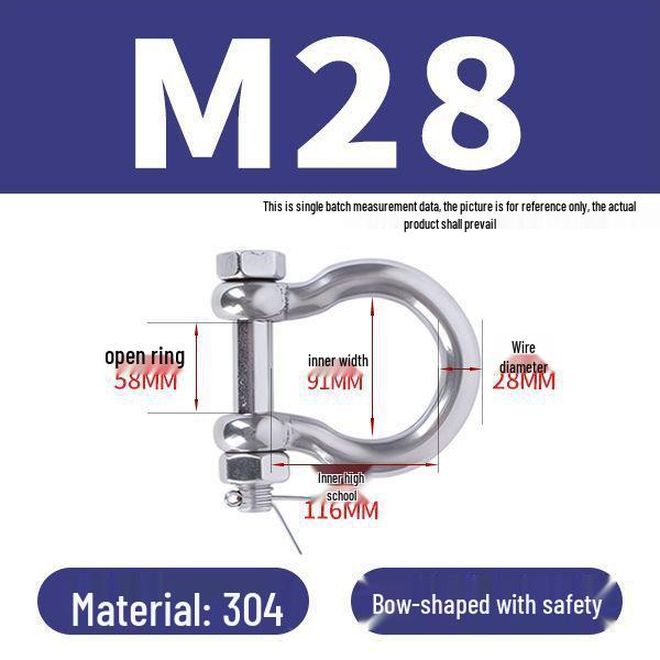 פלדת אל-חלד 304 שאקל D מוארך מחבר מסוג U אבזם שרשרת קשת