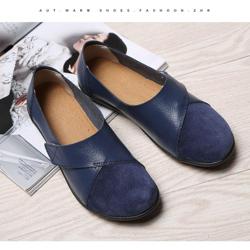 Women's Shoes Casual Shoes Women's Singles Mom's Shoes Low Cut Comfortable Velcro Loafers Bean Shoes