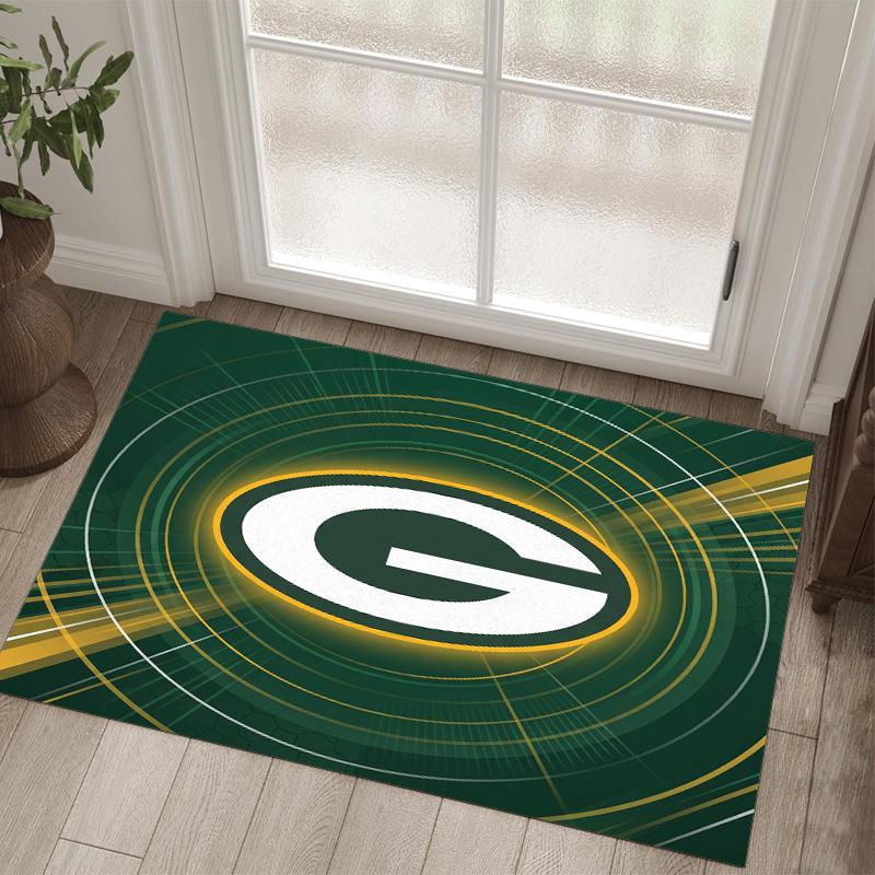 Green Bay Packers Design Crystal Velvet Carpet Cozy Non?Slip Printed Rug For Bedroom Living Room Entrance