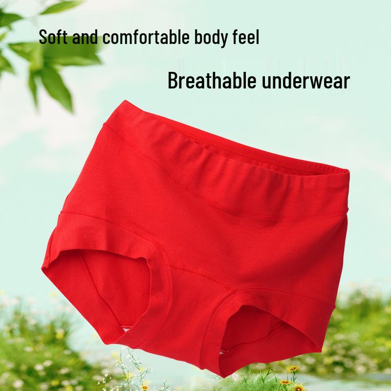 Women's Bright Red High-Waisted Comfort Fit Cotton Hip-Lifting Briefs