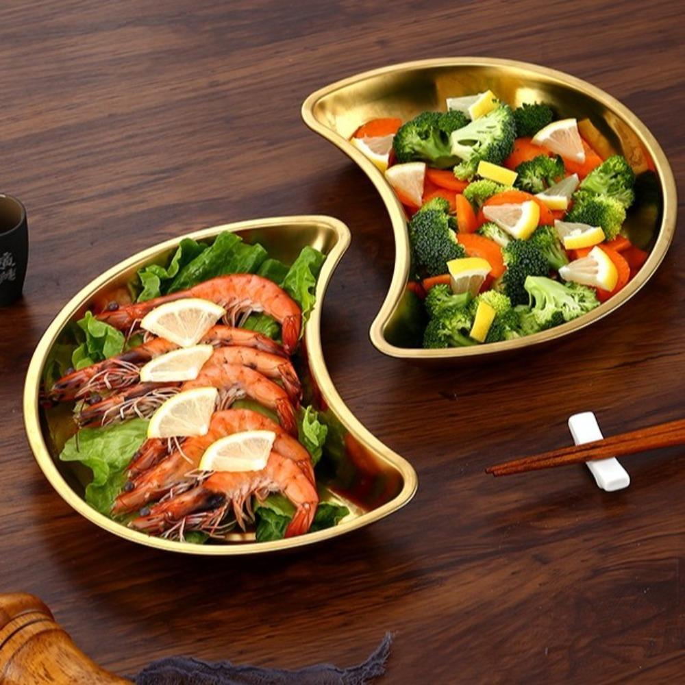 Multifunktionale Halbmond-Metallschalen Lustiger Kinder Teller Geschirr Gemüseteller Familienzusammenkunft