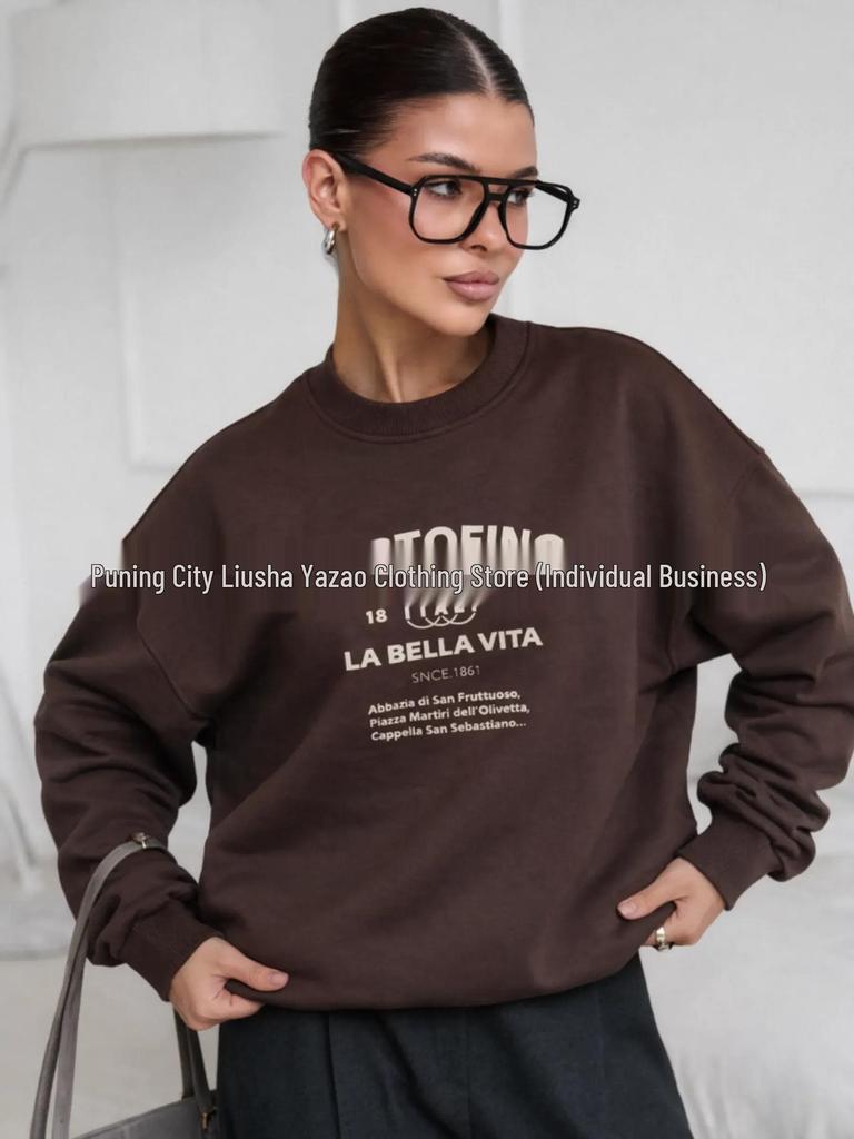 Retro American Hip-Hop Style Thickened Round Neck Sweatshirt