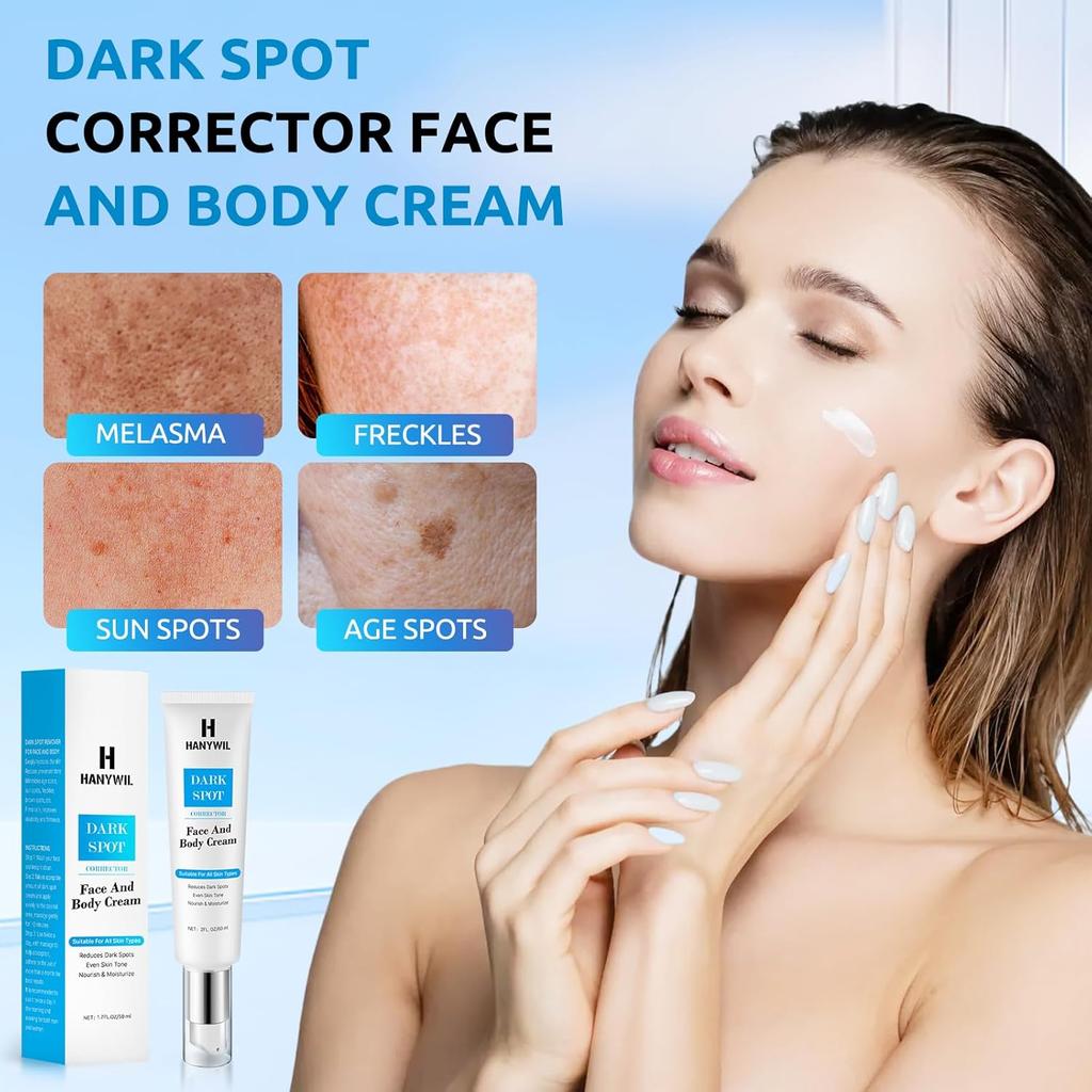 HANYWIL Dark Spot Corrector Cream for Hyperpigmentation,Brightening Serum for Face & Body,Rapid Fade Treatment for Sun Spots, Age Spots &