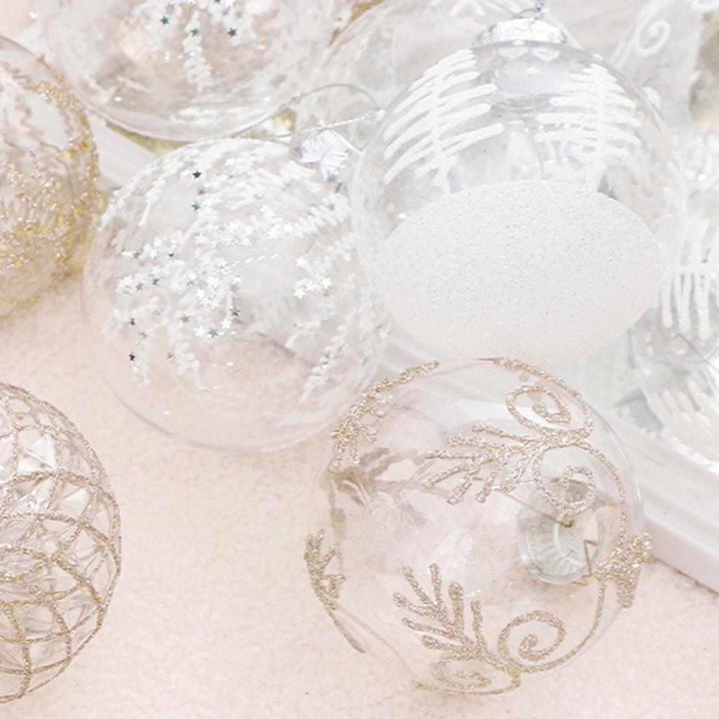 Christmas Decorations 8cm Exquisite PET Transparent Painted Christmas Ball Gift Box Window Christmas Tree Pendant Ball