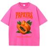 Papayas Hand Picked Fresh Prints Washed TShirt Womens Cotton T Shirts ONeck Comfortable Distressed Tops Summer Womans Clothes
