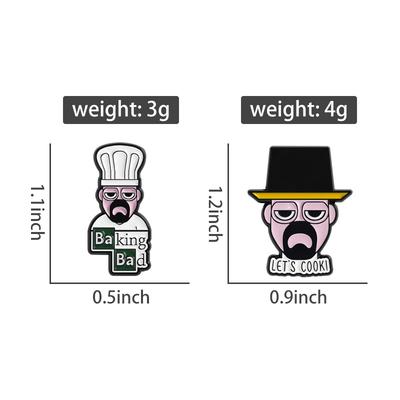 Baking Bad Cook Enamel Pins Custom TV Character Chemistry Teacher Brooches Lapel Badges Jewelry Gift for Fans Friends