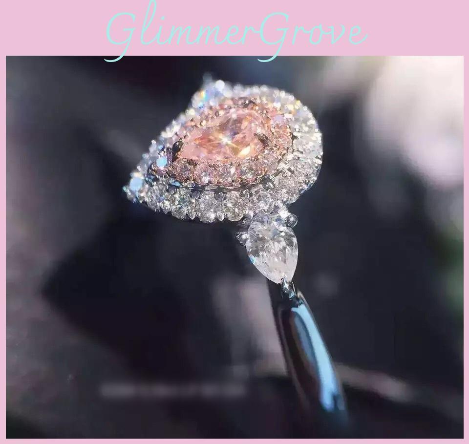 Exquisite Pink Diamond Teardrop Wedding Ring For Women With Timeless Appeal