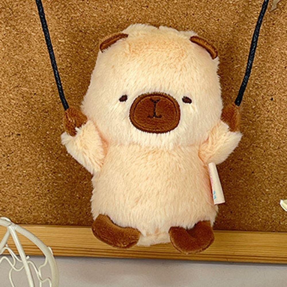 Panda Cartoon Plush Animal KeyChain Capybara Bag Pendant Car Keyring  Schoolbag Backpack Charm
