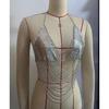 Women Shines Rhinestones Tank Top Halter Body Chain Fishnet Mesh Bra Crop Top Shirt for Night Club Party Raves Outfits