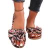 Wear large size summer new slippers flat bottom one word with bow flat heel women's cool slippers