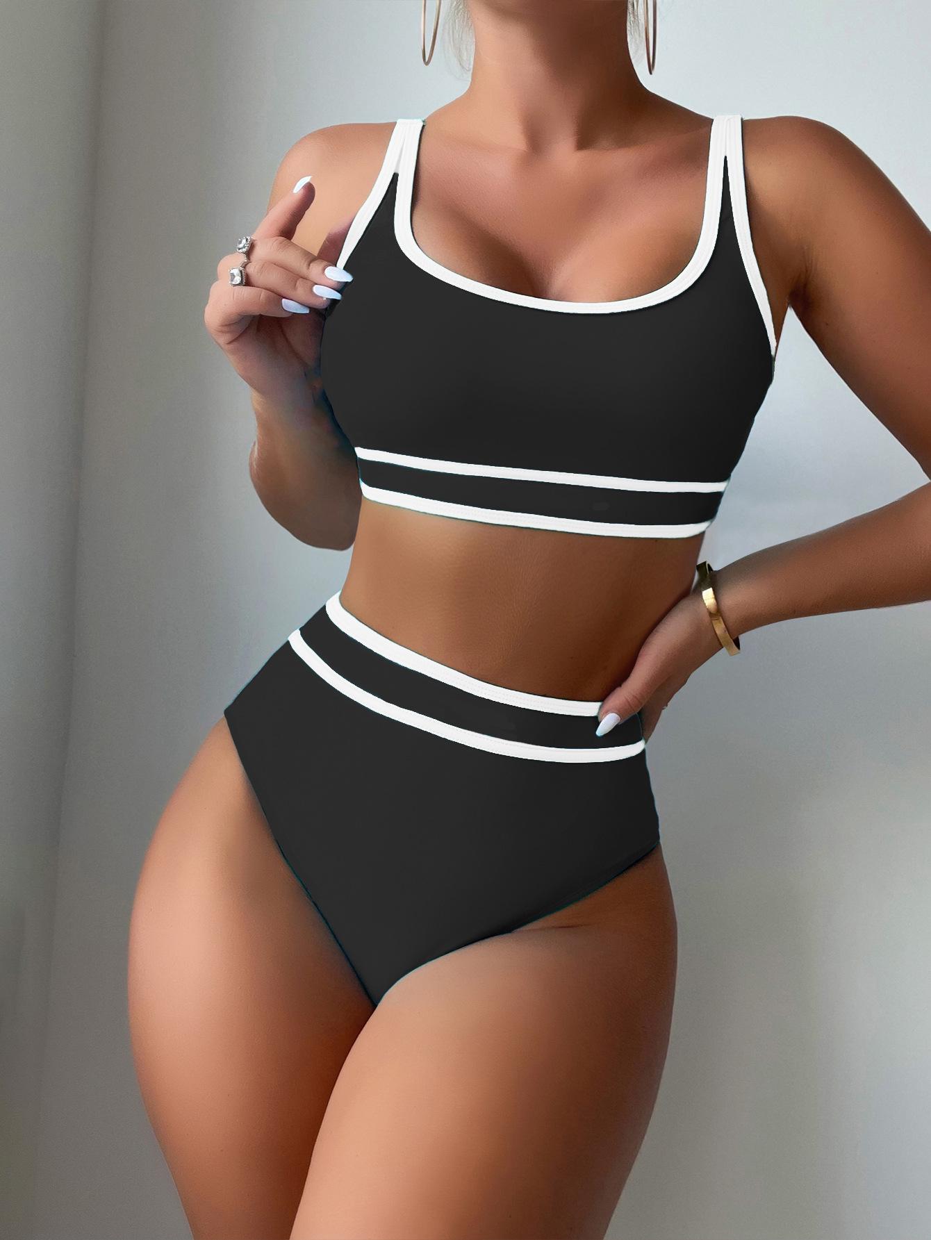 

Сексуальное бикини с цветными блоками и высокой талией для женщин, 2025 Large