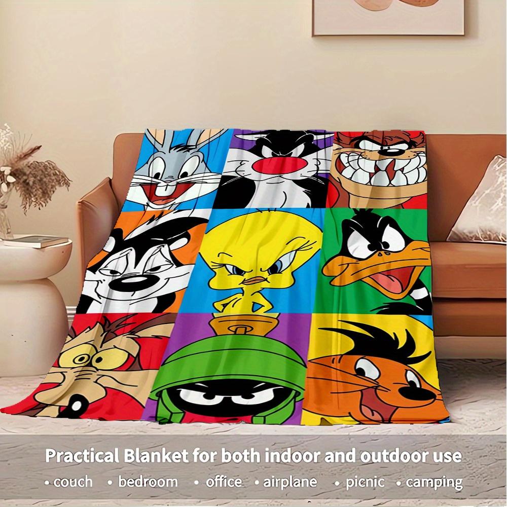 1 Stück Flanell-Kuscheldecke, Cartoon, Looney Tunes Aufdruck, Warme Gemütliche Weiche Decke für Sofa Bett Couch Auto Büro Reise