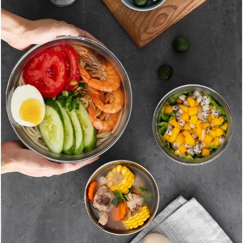 304 Stainless Steel Bowl Double-layer Soup Rice Bowls Anti Scalding Bowls Large Capacity Food Container Noodle Kitchen Tableware