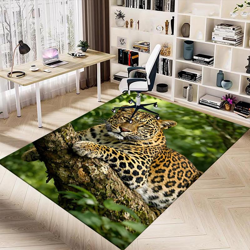 1PC Leopard Non-Slip Floor Carpet Compatible for Office&Living Room&Dining Room - Flat-Weave Machine- Soft & Pattern-E243