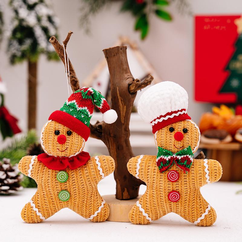 Creative Gingerbread Man Doll Ornament For Christmas Tree Adorable Yellow Hanging Decoration