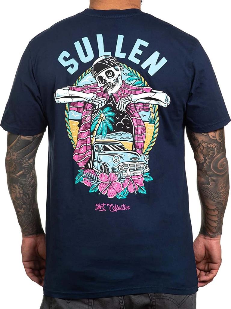 Sullen Herren Inselleben Premium Kurzarm T-Shirt Tattoo Stil Skelett T-Shirt
