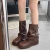 Thick Heeled Square Toe Fashion Boots, Pants Leg Boots,  New Early Autumn Mid Length Casual Sleeve Short Boots