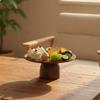 Pedestal Serving Tray Acacia Wood Display Riser Round Cake Stand with for Hosts, Home