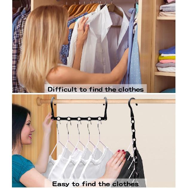 Closet Organizers and Storage,8 Pack Stronger Space Saving Hangers Clothes Hanger with 5 Holes Closet Storage for Heavy Clothes,Magic Home