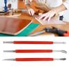 3 Stück Rot Edelstahl DIY Kantenprägen Schnitzen Griffwerkzeug für Leder Detail Skulptur