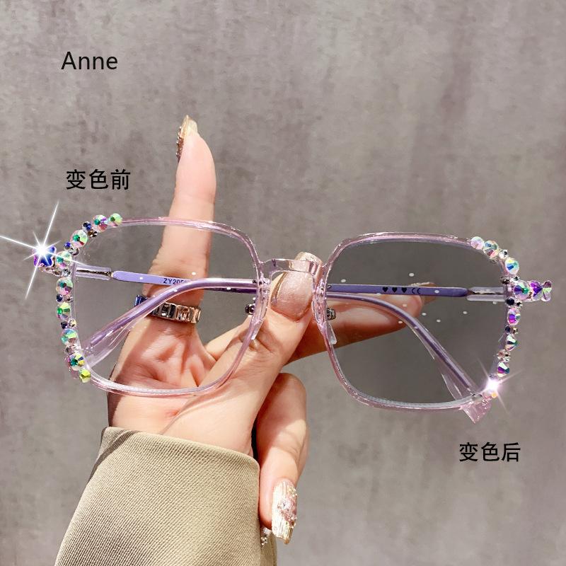 Luxury Diamond Cut Photochromic Glasses Men Women Trendy New Color Changing Eyeglasses Fashion Handmade Myopia Glasses for Lady