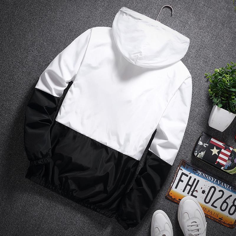 Pánská jarní tenká barevná ležérní bunda s kapucí velké velikosti