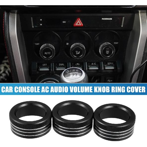 Car Console AC Audio Volume Knob Ring Cover for Subaru BRZ for Toyota 86 2013-2020 Black (Set of 3)