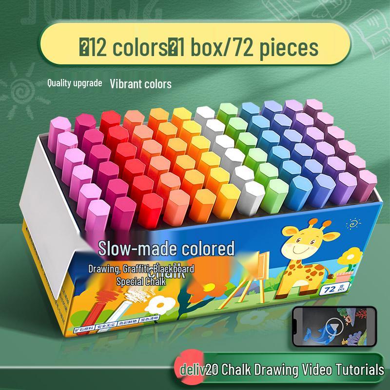 Vivid Dustless Multi-color Chalk for Children and Teachers - Keeps Hands Clean