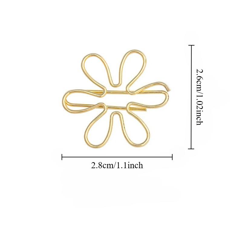 20 szt. Złoty klips papierowy w kształcie kwiatka, metalowy klips w kolorze ryżu, klips do dekoracji scrapbookingu, artykuły szkolne i biurowe