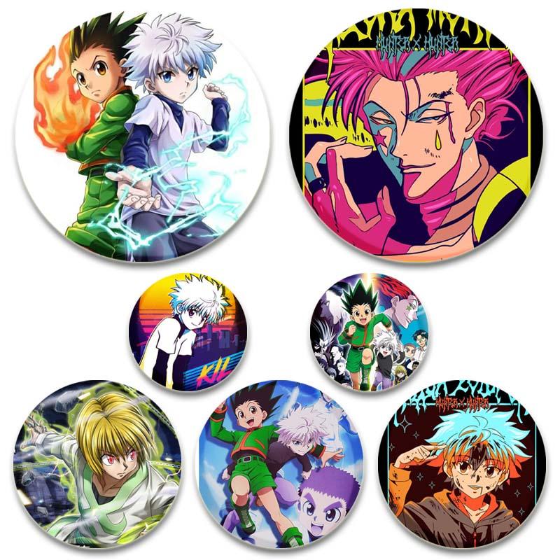 

58 мм аниме HUNTER HUNTER брошь на булавке для мальчиков и девочек, милые значки с героями мультфильмов для косплея для одежды, украшение для рюкзака, модные ювелирные изделия, подарки 58 мм