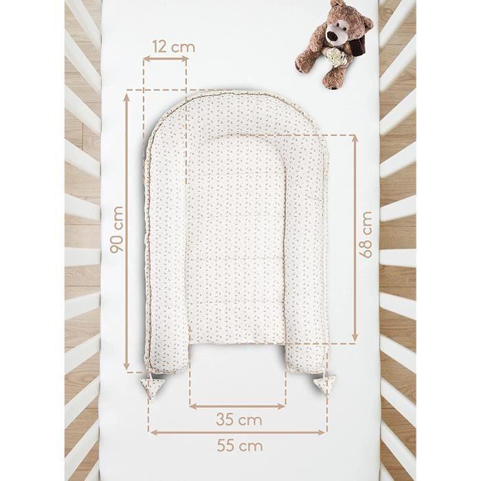 Réducteur De Lit PIMKO Minky Bébé Cocon 2 Côtés Baby Nest Nourrissons Coussin Pour Lit Pour Nouveau-né Nid De Bébé - Beige
