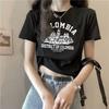 A pure cotton white t-shirt women's design front shoulder short sleeve summer letter print high waist spice top