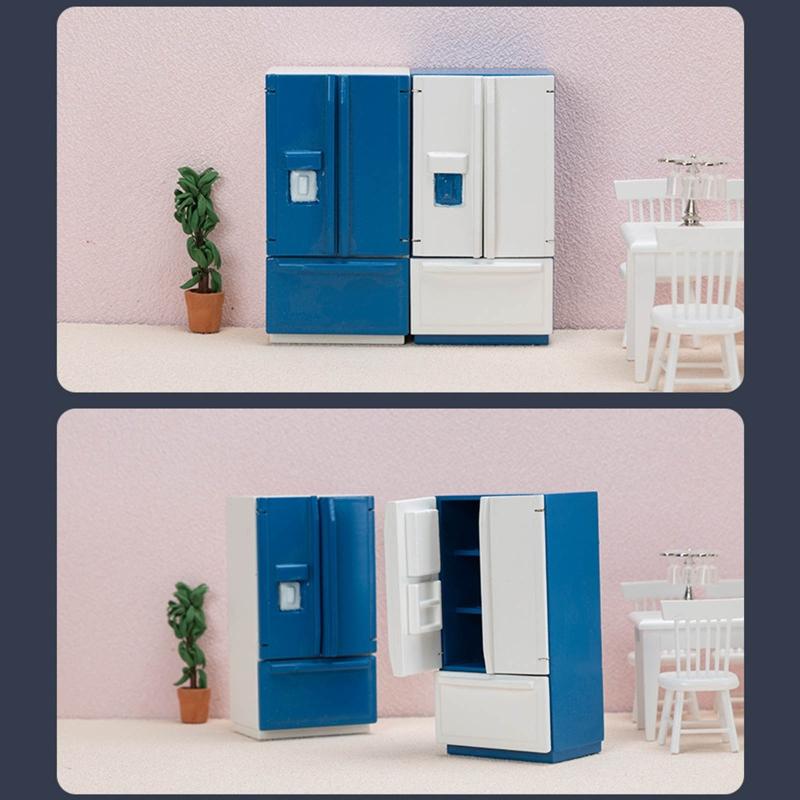2.87x2.1x5.4in Mini Double Door Refrigerator Decor Girls Decorative Ornaments Toy Portable Exquisite Appearance Supplies
