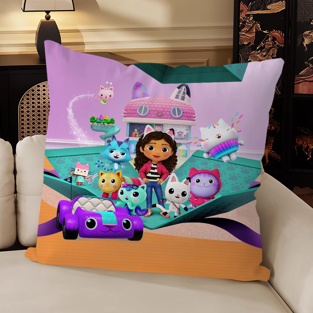 Cartoon G-Gabbys Lovely D-Dollhouse Pillow Case Sofa Living Room Headboard Bedroom Backrest Cushion Square Cushion Nap Time
