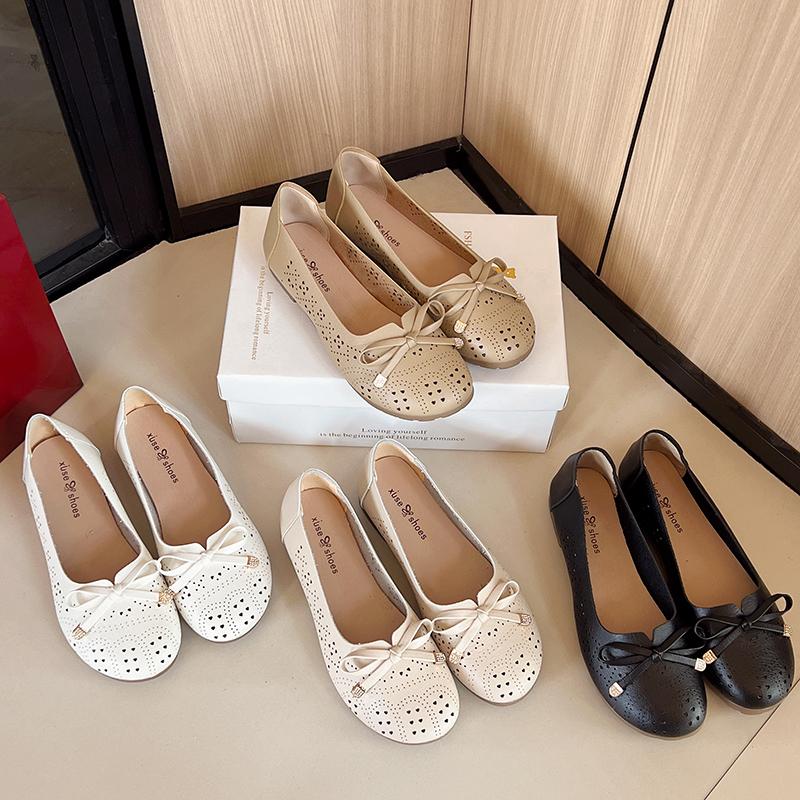 New Style Popular Elegant Bowknot Round Toe Women's Flat Comfortable Slip-On Ladies Ballerina Single Mules Shoes Zapatos Mujer