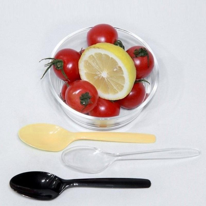 Pack Of 100 Clear Plastic Teaspoons Microwave Safe Round Head Ice Cream Spoon Tableware for Parties Camping and Event