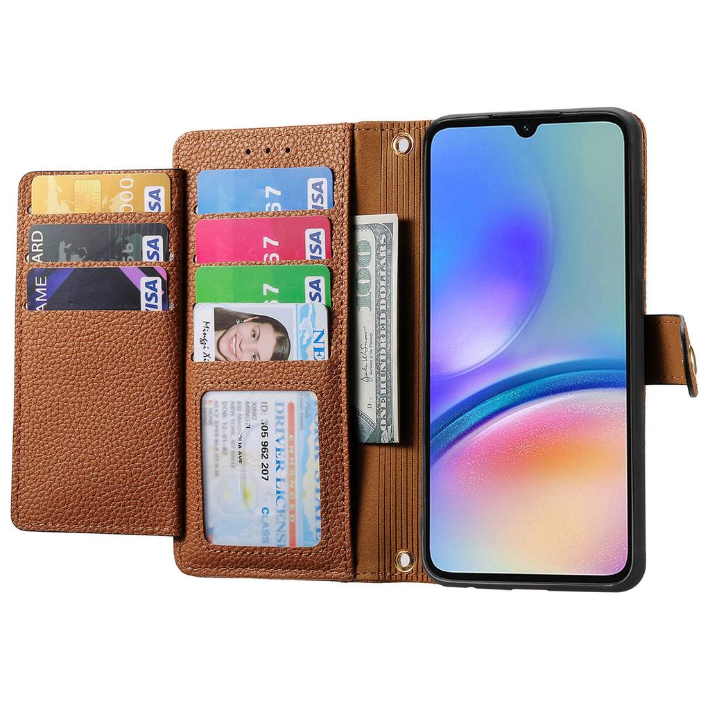 For Samsung Galaxy A06 4G Case RFID Blocking Zipper Pocket Leather Wallet Phone Cover