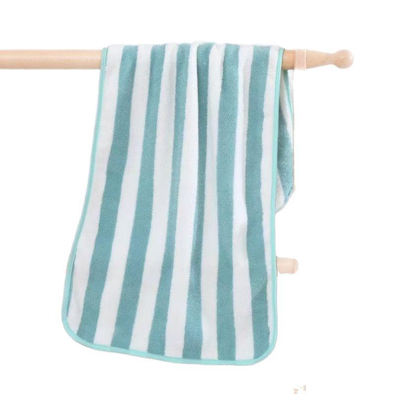 Soft Absorbent Coral Fleece Face Towel - Simple Stripe Design for Adults