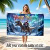 Dinosaur Theme Quick Dry Beach Towel Custom Name Text Print Large Sand Resistant Towel Beach Vacation