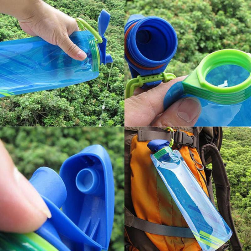 700 ml Pěší turistika Kempování Opakovaně použitelný přenosný ultralehký outdoorový sport Drop Transport Vodní vaky Skládací měkký vak na vodu