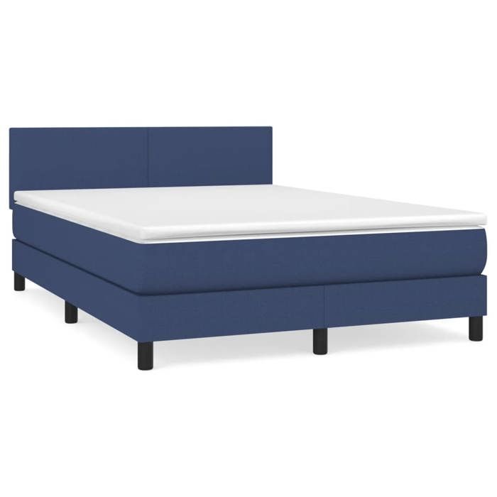 Maison Exclusive - Bed Slat Base with Mattress Blue 140x200 Cm Fabric