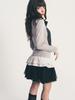 FAZED Dot Frill Layered Top_Gray