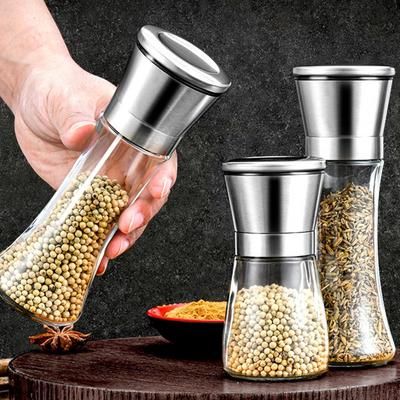 Pepper Grinder Stainless Steel Adjustable Manual Spice Mill Black Pepper Sea Salt Cumin Grinder Transparent Body Kitchen Tool