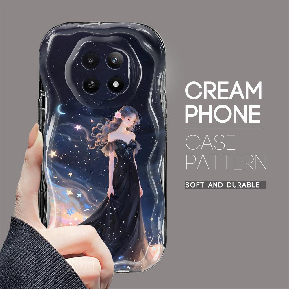 Cartoon Pattern Cream Texture Casing Wavy Edge Soft Silicone Cover Phone Case for OPPO Reno Realme OnePlus Vivo