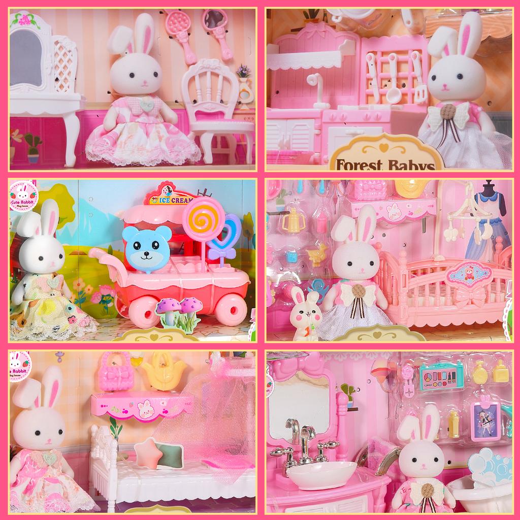 Latest Girl Play Plaything Bunny Castle Double Layered Baby Bed Bedroom Kitchen Box Kindergarten Present For Kids