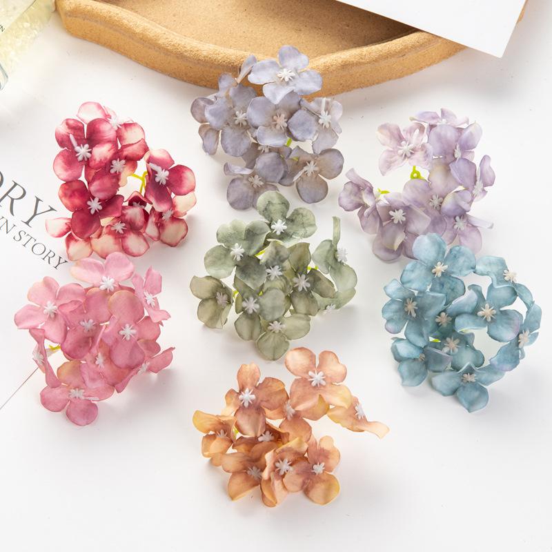 Simulation Hydrangea Shooting Prop Head DIY Handmade Hydrangea Wedding Lead Hydrangea Flower Wall Single Small Hydrangea Fake Flower Decoration