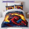 Superhero Series Spider-Man Cartoon Pattern Bedroom Three-piece Duvet Cover Bedding Set for Children.